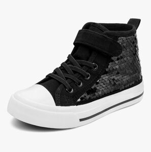 Black Sequin Kids High-Top Sneakers 13
